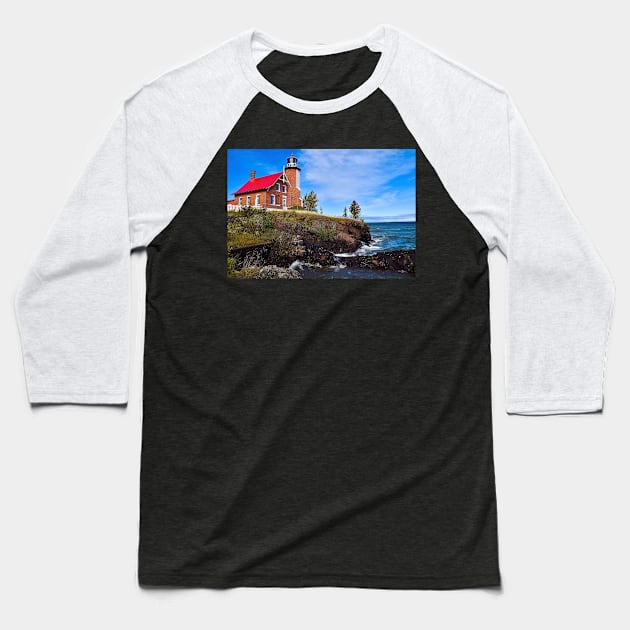 “Eagle Harbor Lighthouse” Baseball T-Shirt by Colette22